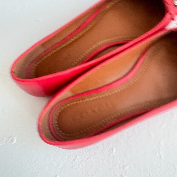 Coach Tea Rose Red Leather Floral Pointy Toe Flats 7.5 - Picture 5 of 10
